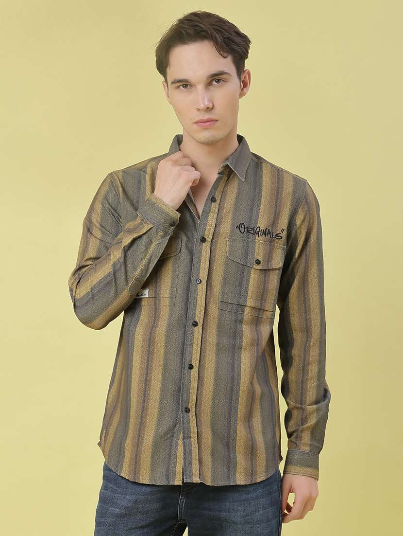 men striped long sleeve regular fit casual shirt - 22022236 -  Standard Image - 2