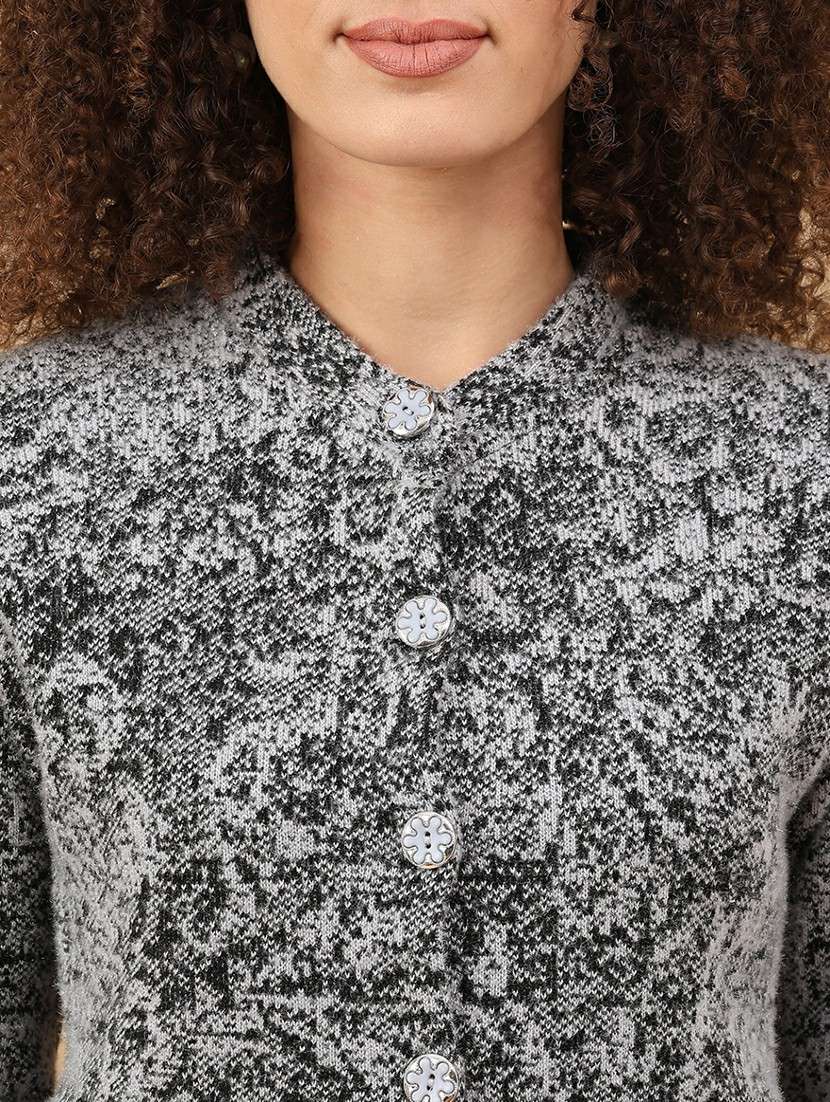 women self design long sleeve cardigan - 22022249 -  Standard Image - 2