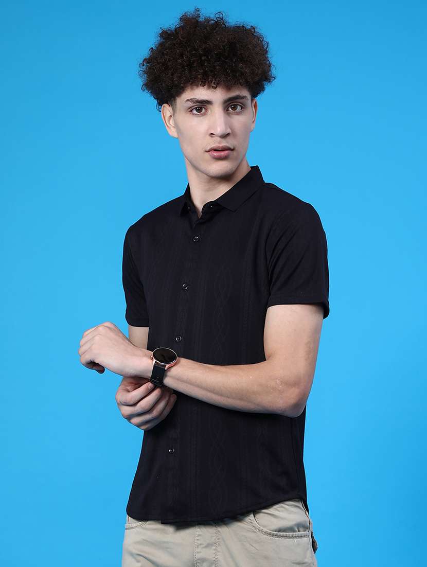 men self design short sleeve slim fit casual shirt - 22022257 -  Standard Image - 2