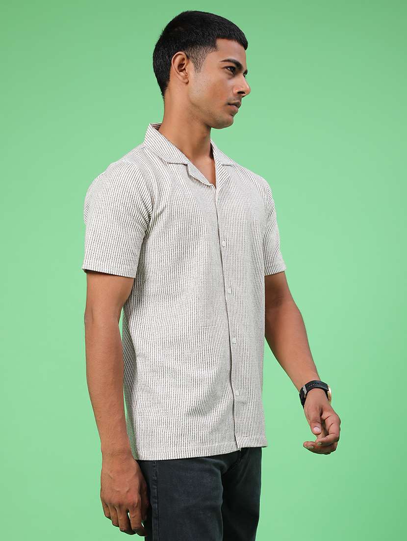 men self design short sleeve slim fit casual shirt - 22022258 -  Standard Image - 2