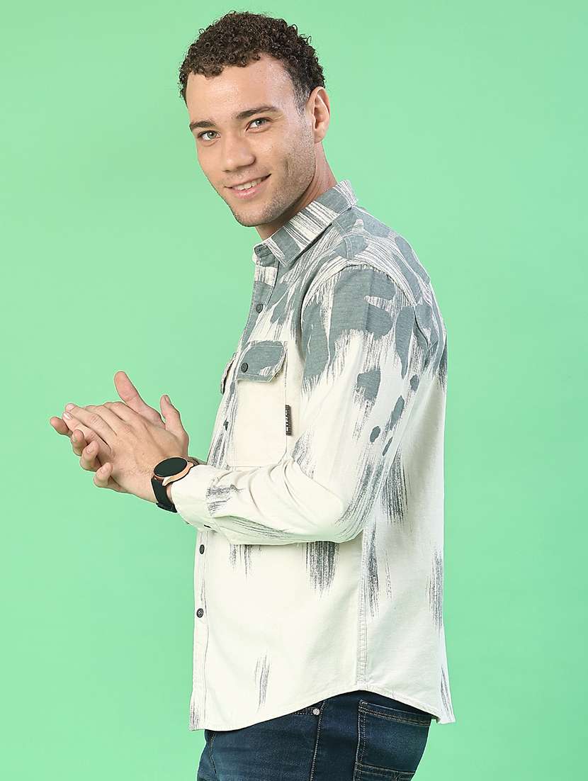 men printed long sleeve regular fit casual shirt - 22022289 -  Standard Image - 2