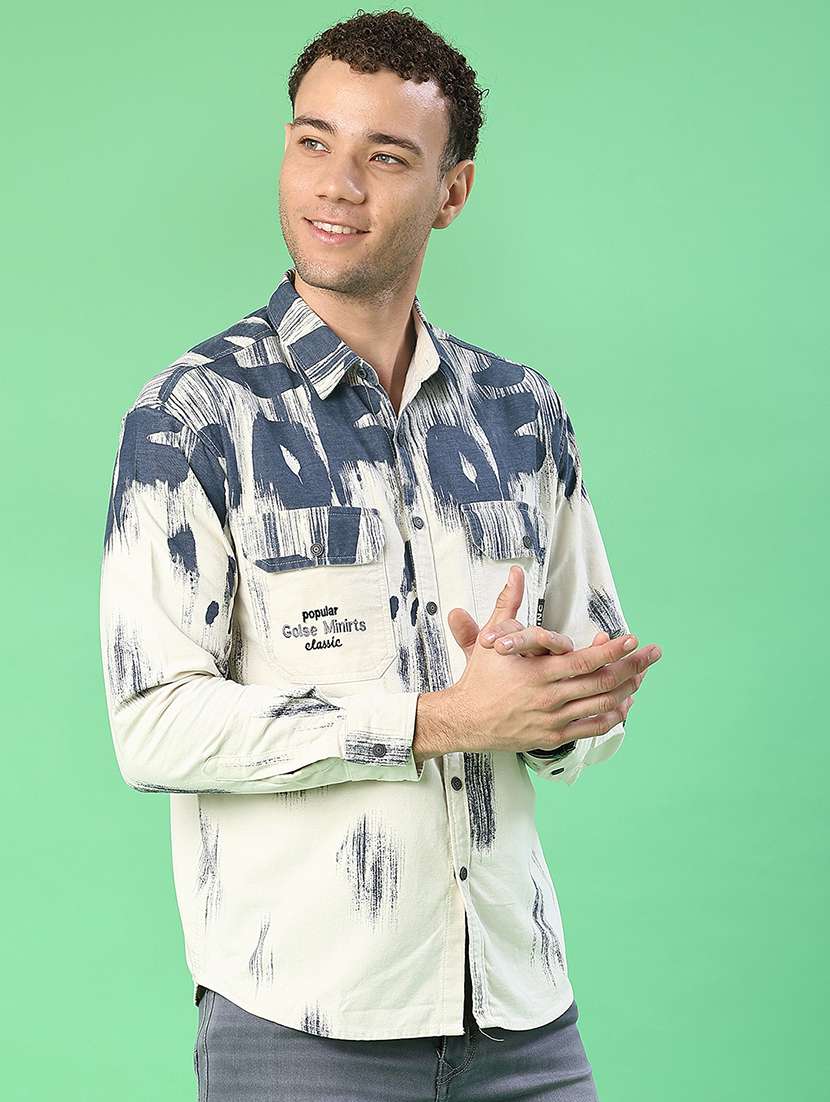 men printed long sleeve regular fit casual shirt - 22022291 -  Standard Image - 2