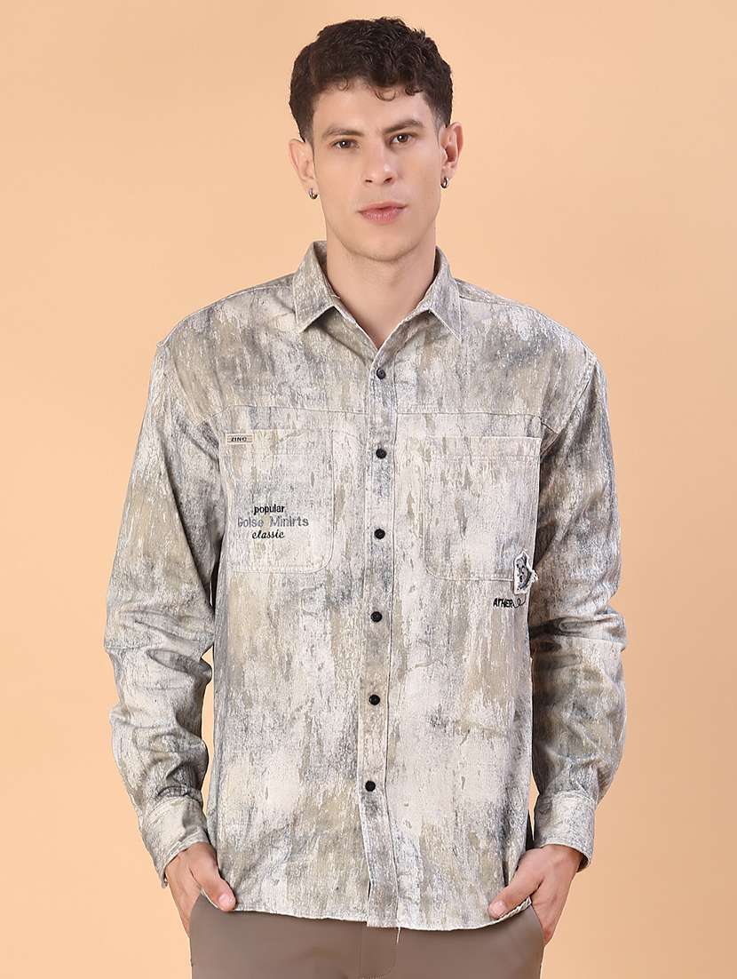 men printed long sleeve regular fit casual shirt - 22022296 -  Standard Image - 2