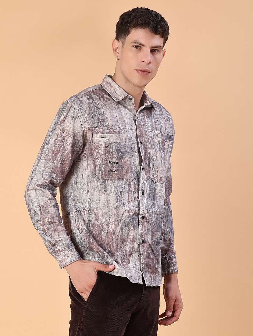men printed long sleeve regular fit casual shirt - 22022298 -  Standard Image - 2