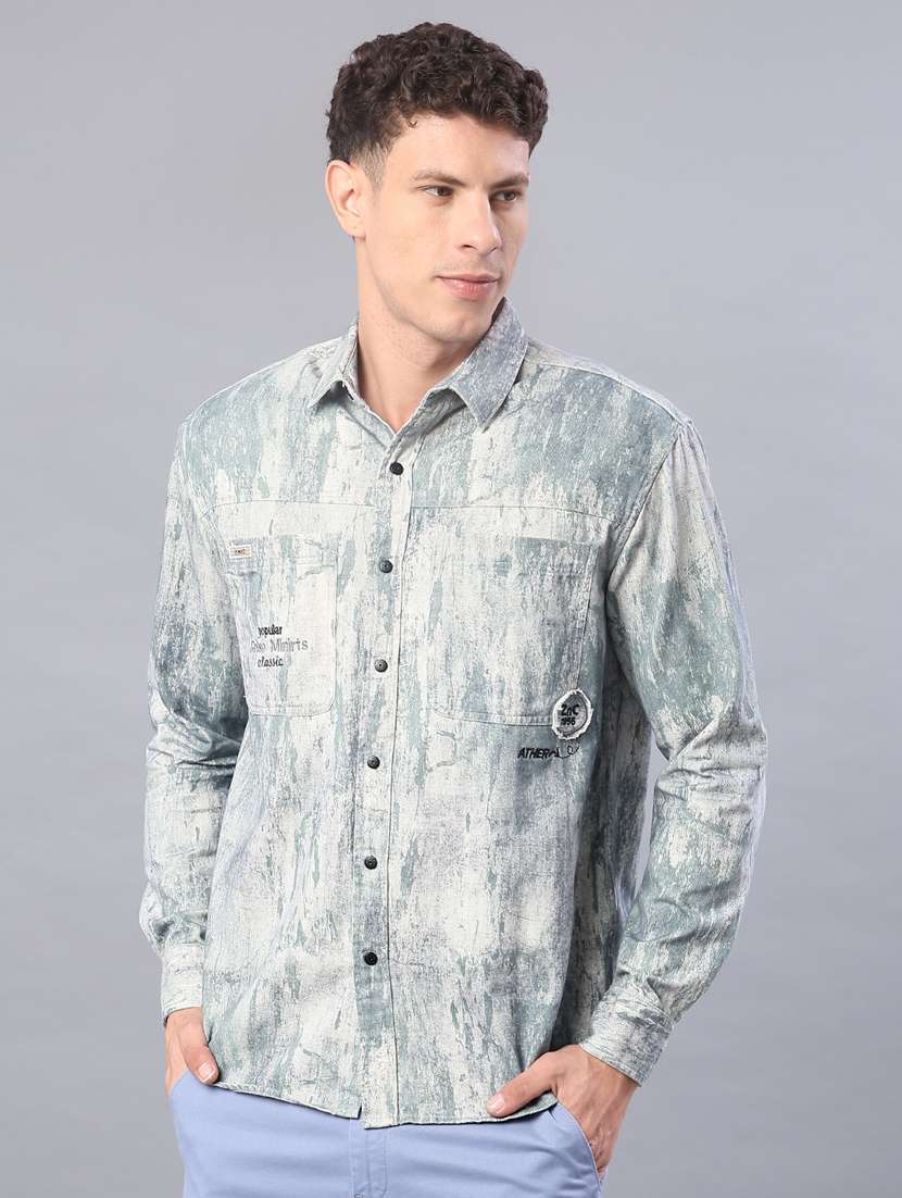 men printed long sleeve regular fit casual shirt - 22022299 -  Standard Image - 2