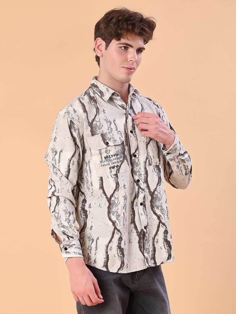 men printed long sleeve regular fit casual shirt - 22022305 -  Standard Image - 2