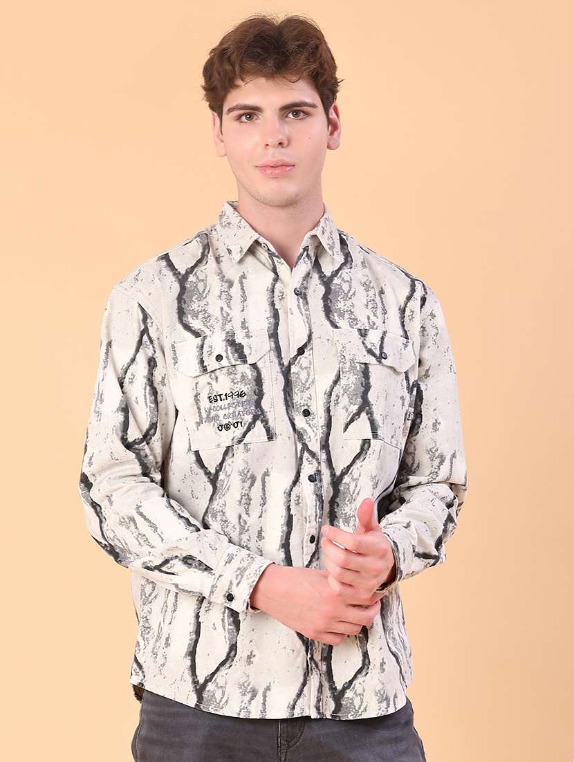 men printed long sleeve regular fit casual shirt - 22022306 -  Standard Image - 2