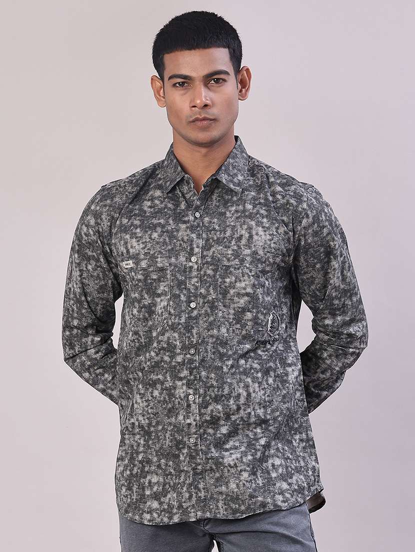 men printed long sleeve regular fit casual shirt - 22022326 -  Standard Image - 2
