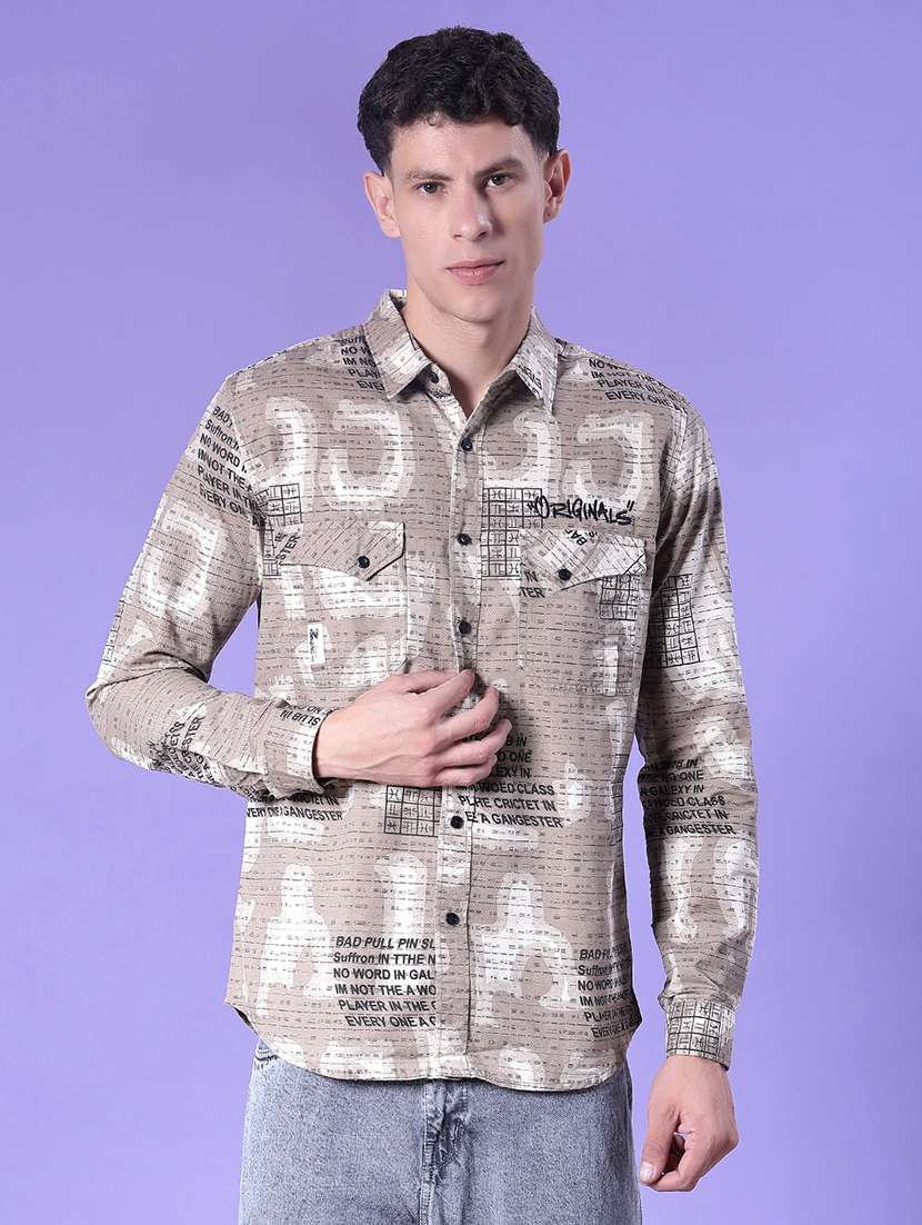 men printed long sleeve regular fit casual shirt - 22022327 -  Standard Image - 2