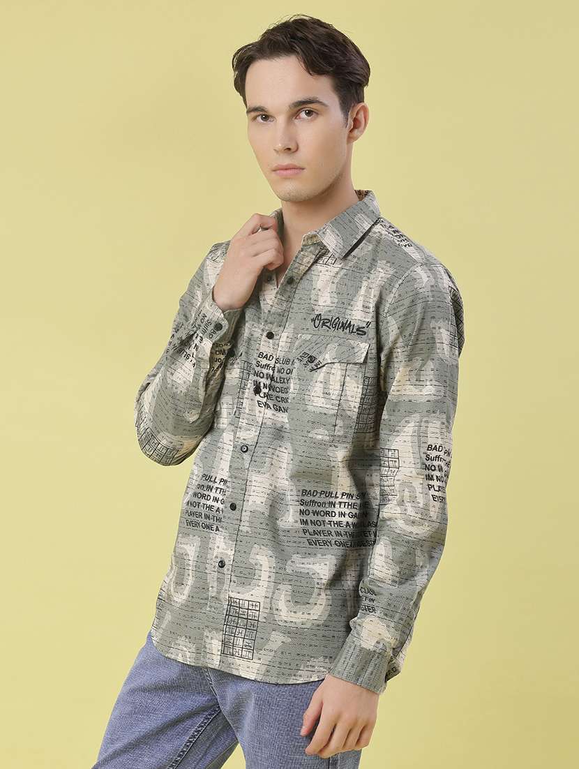 men printed long sleeve regular fit casual shirt - 22022328 -  Standard Image - 2