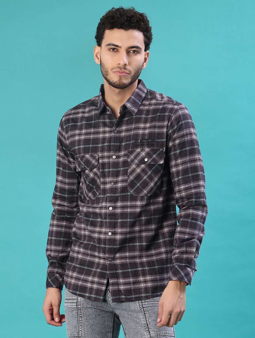 men checkered long sleeve regular fit casual shirt - 22022375 -  Standard Image - 2