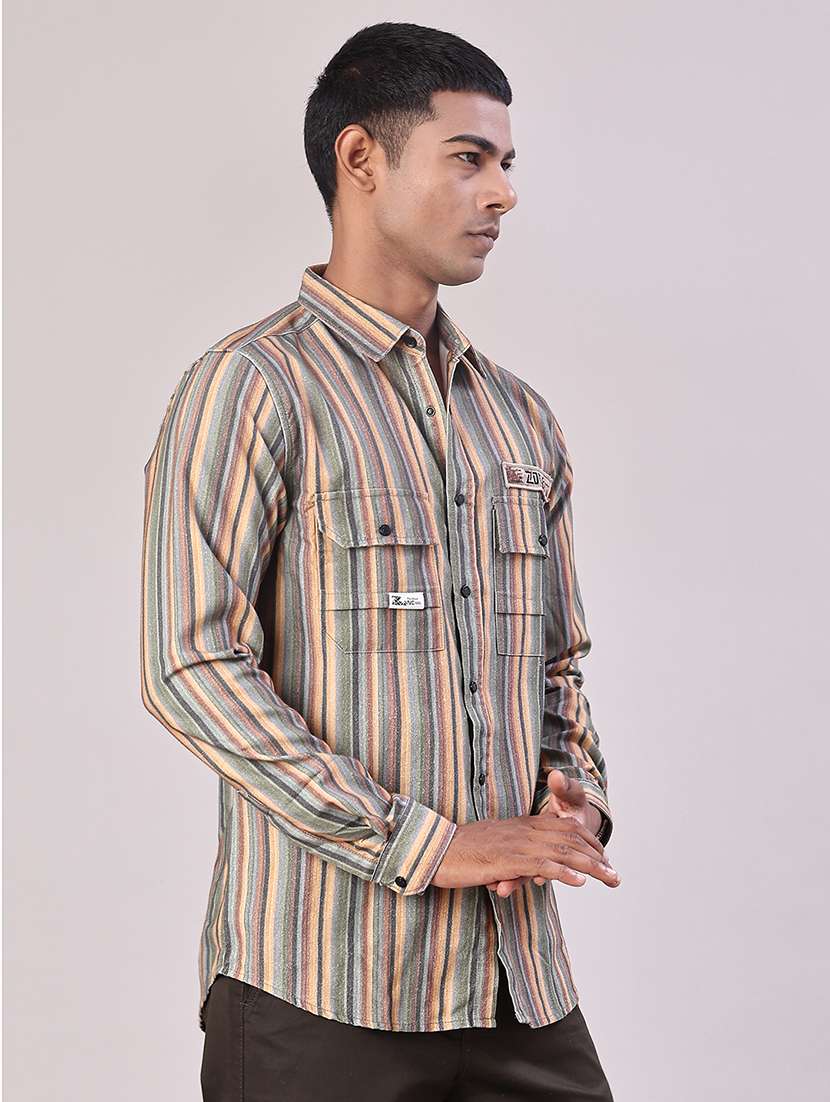 men striped long sleeve regular fit casual shirt - 22022378 -  Standard Image - 2