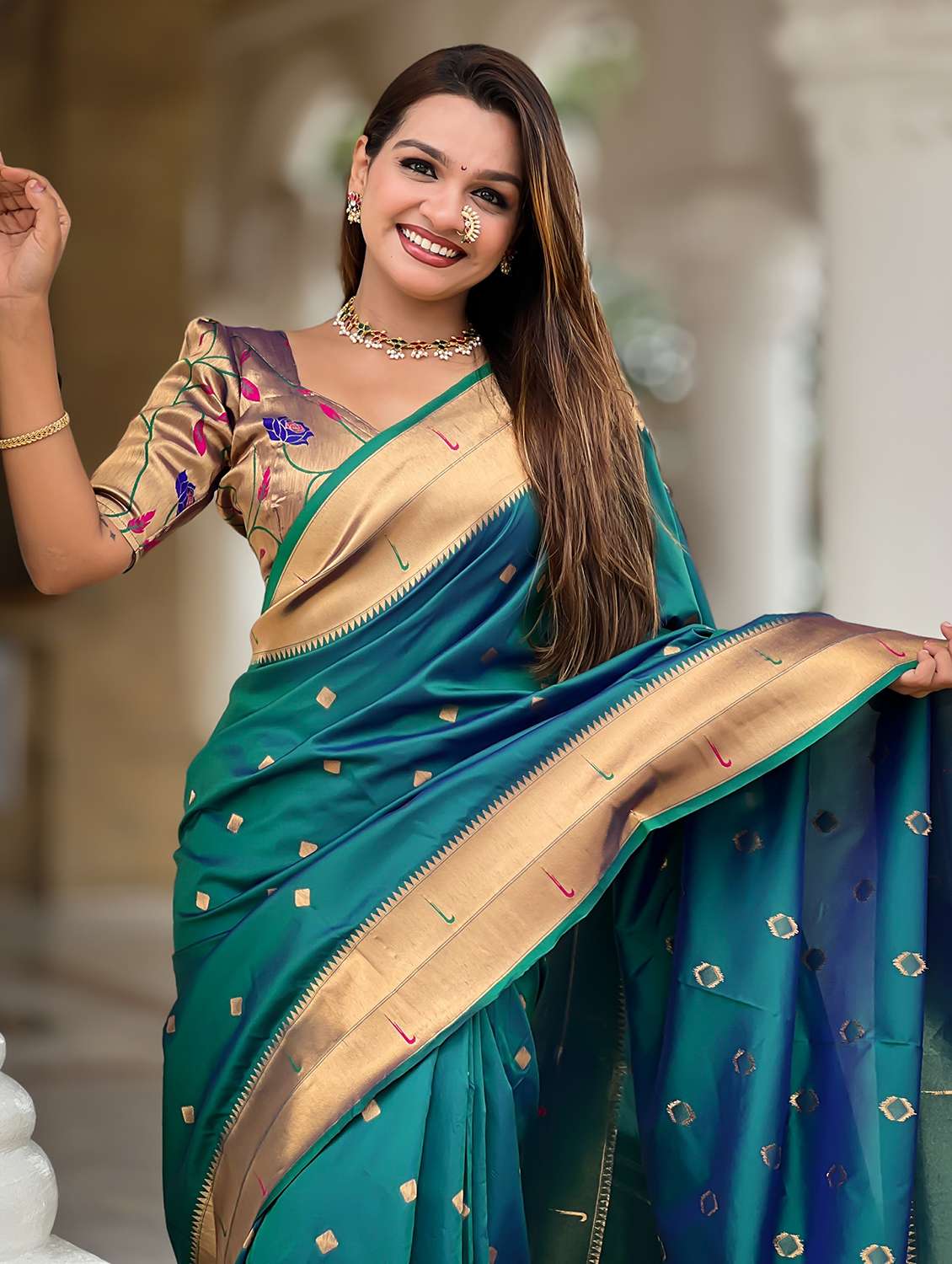 women self design paithani saree with blouse - 22022396 -  Standard Image - 2