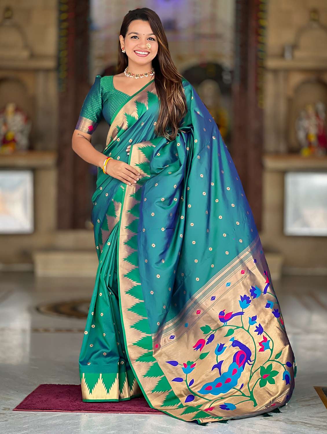 women self design paithani saree with blouse