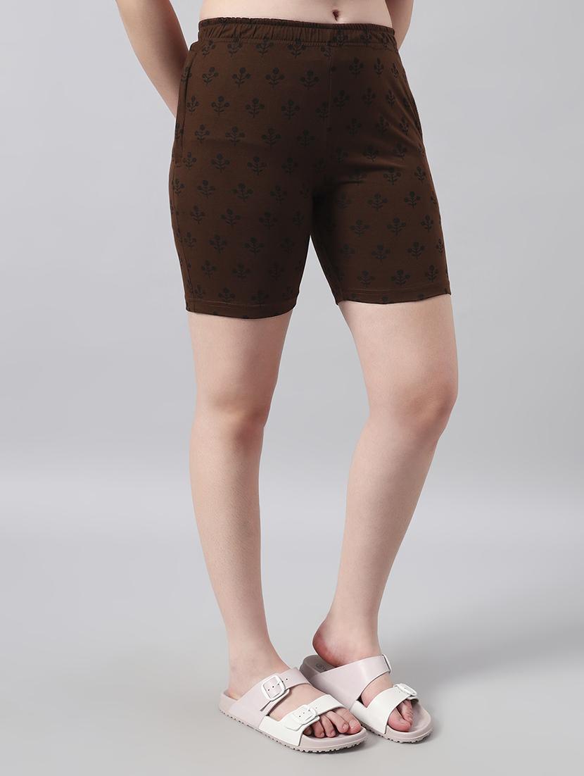 women printed mid rise loung wear shorts - 22022432 - Standard Image - 2