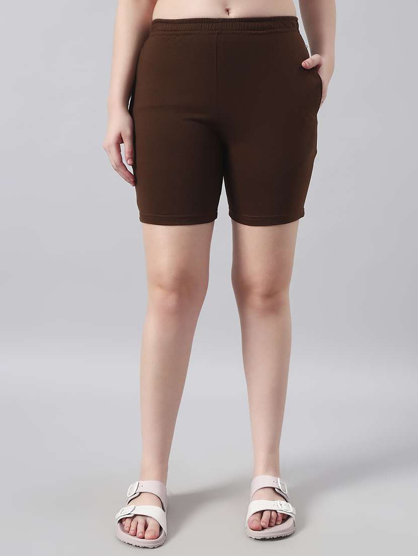 women solid mid rise loung wear shorts