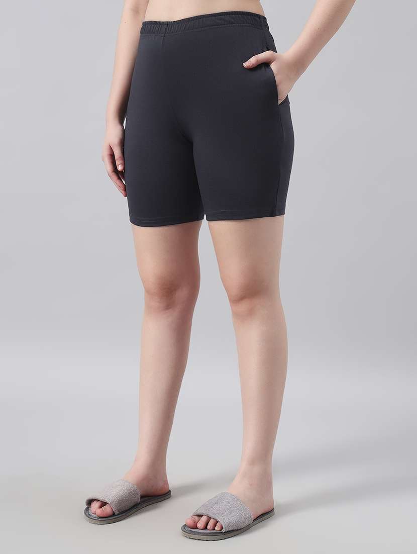 women solid mid rise loung wear shorts - 22022434 -  Standard Image - 2