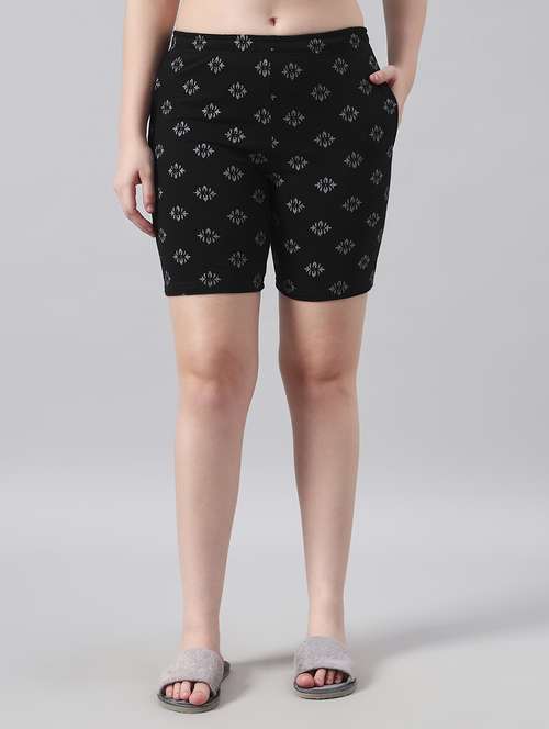 women printed mid rise loung wear shorts - 22022436 - Standard Image - 0