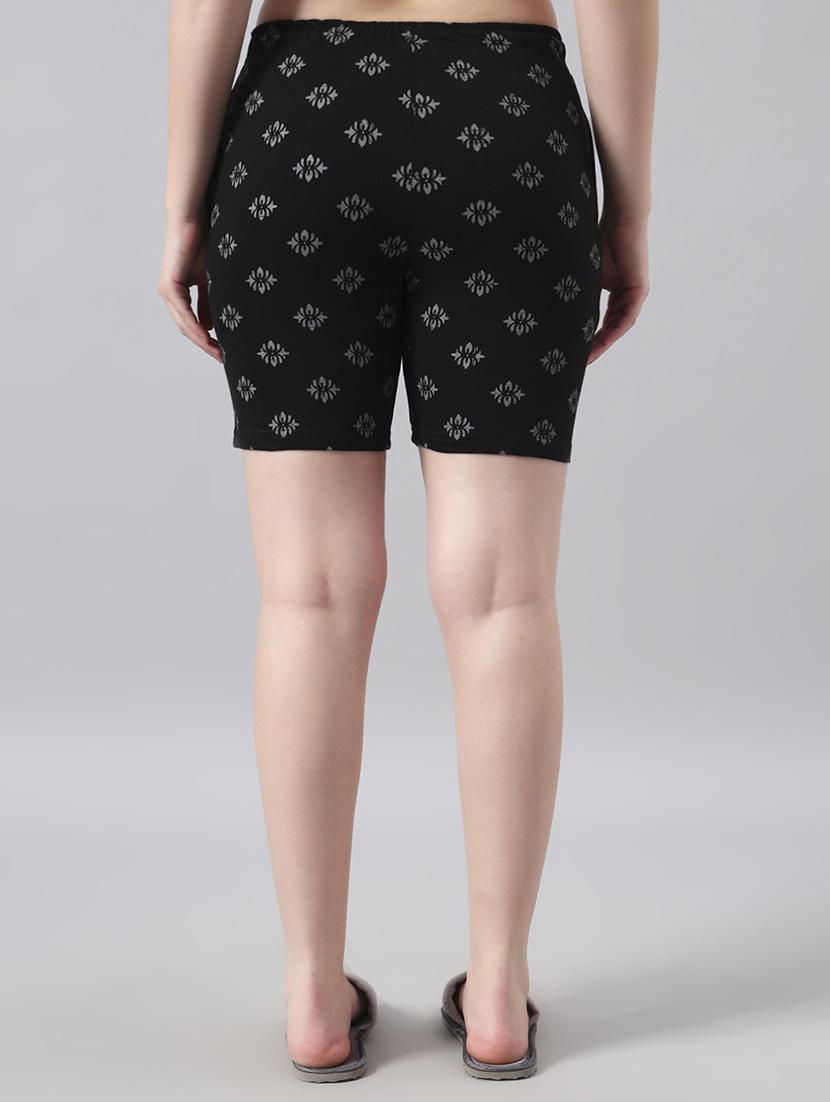 women printed mid rise loung wear shorts - 22022436 - Standard Image - 2