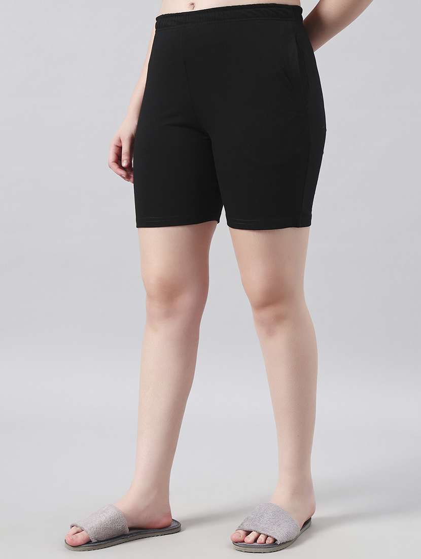 women solid mid rise loung wear shorts - 22022438 -  Standard Image - 2