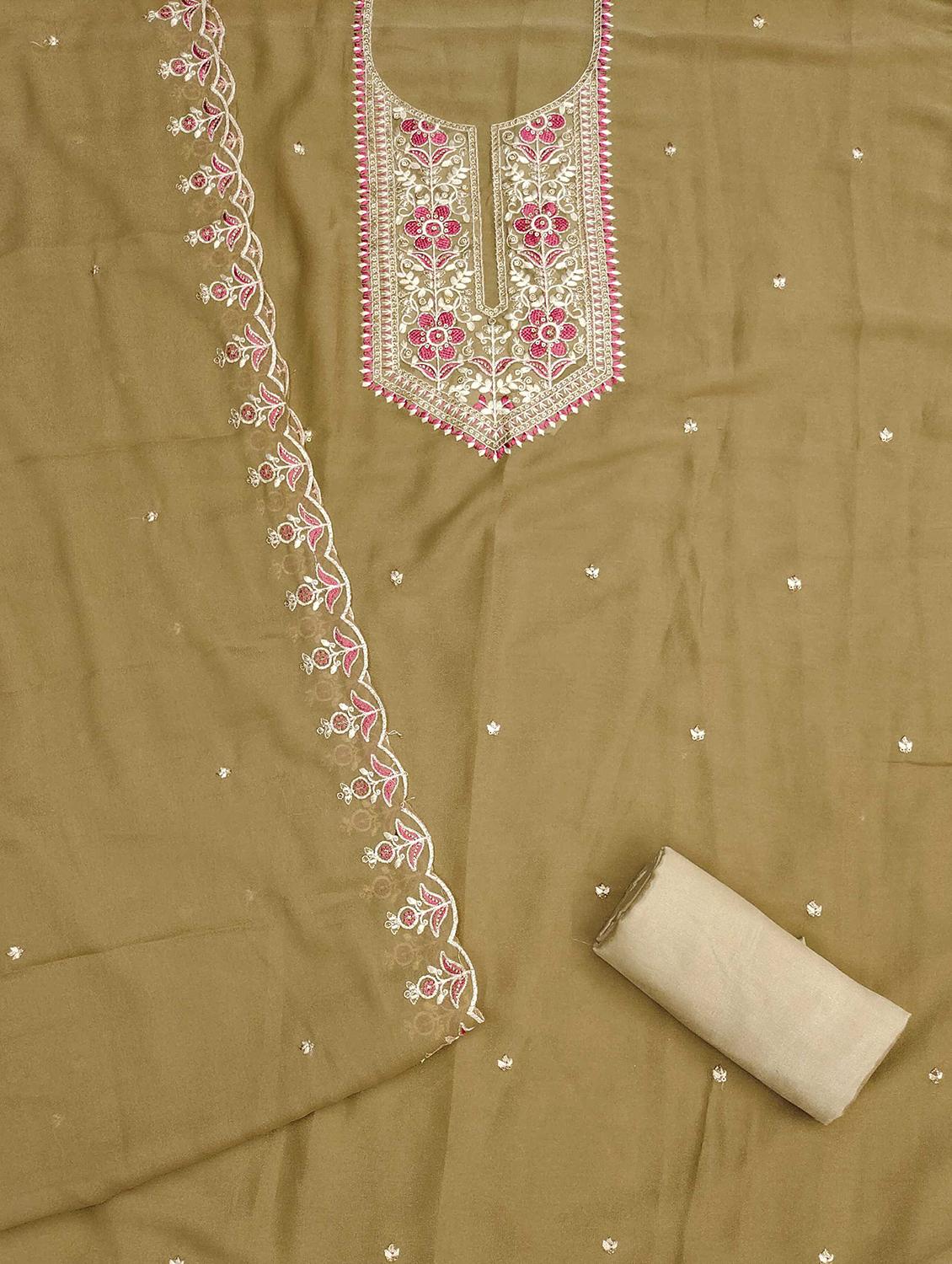 women solid with work embroidered unstitched suit set - 22022452 - Standard Image - 2