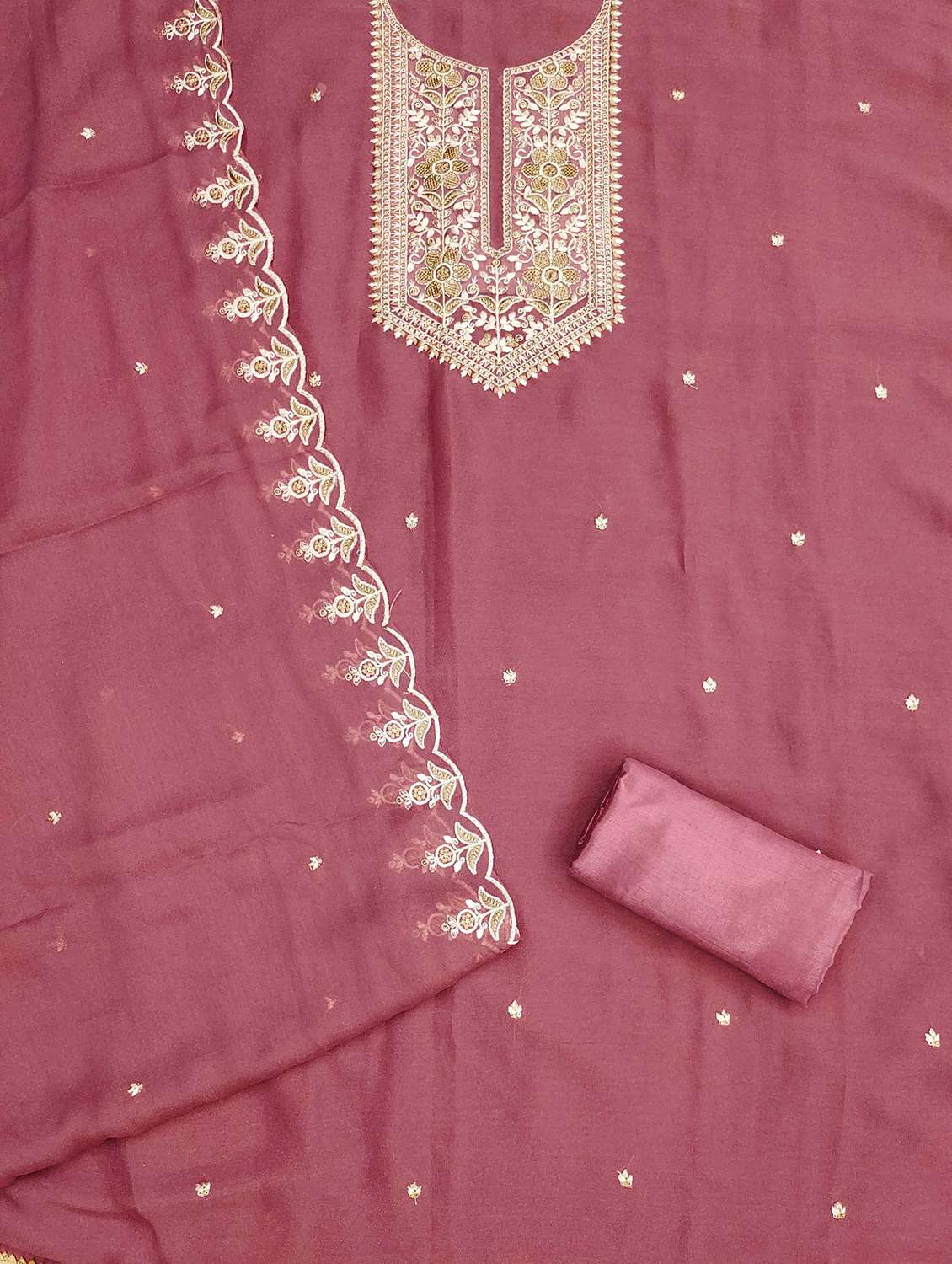 women solid with work embroidered unstitched suit set - 22022453 -  Standard Image - 2