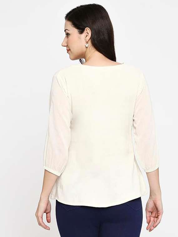 women embroidered three quarter sleeve ethnic top - 22022465 -  Standard Image - 2