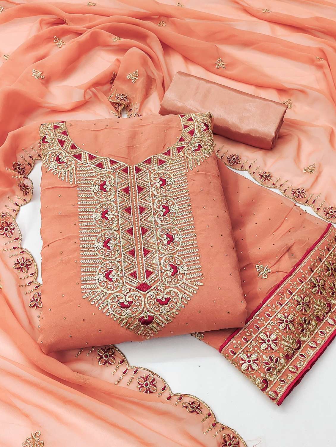 women solid with work embroidered unstitched suit set - 22022506 -  Standard Image - 2