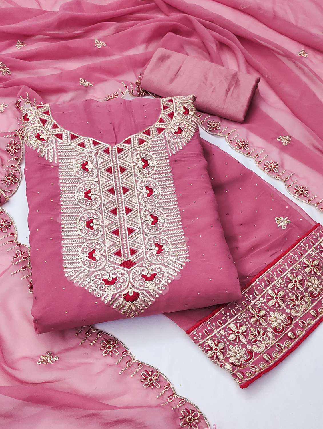 women solid with work embroidered unstitched suit set - 22022508 -  Standard Image - 2