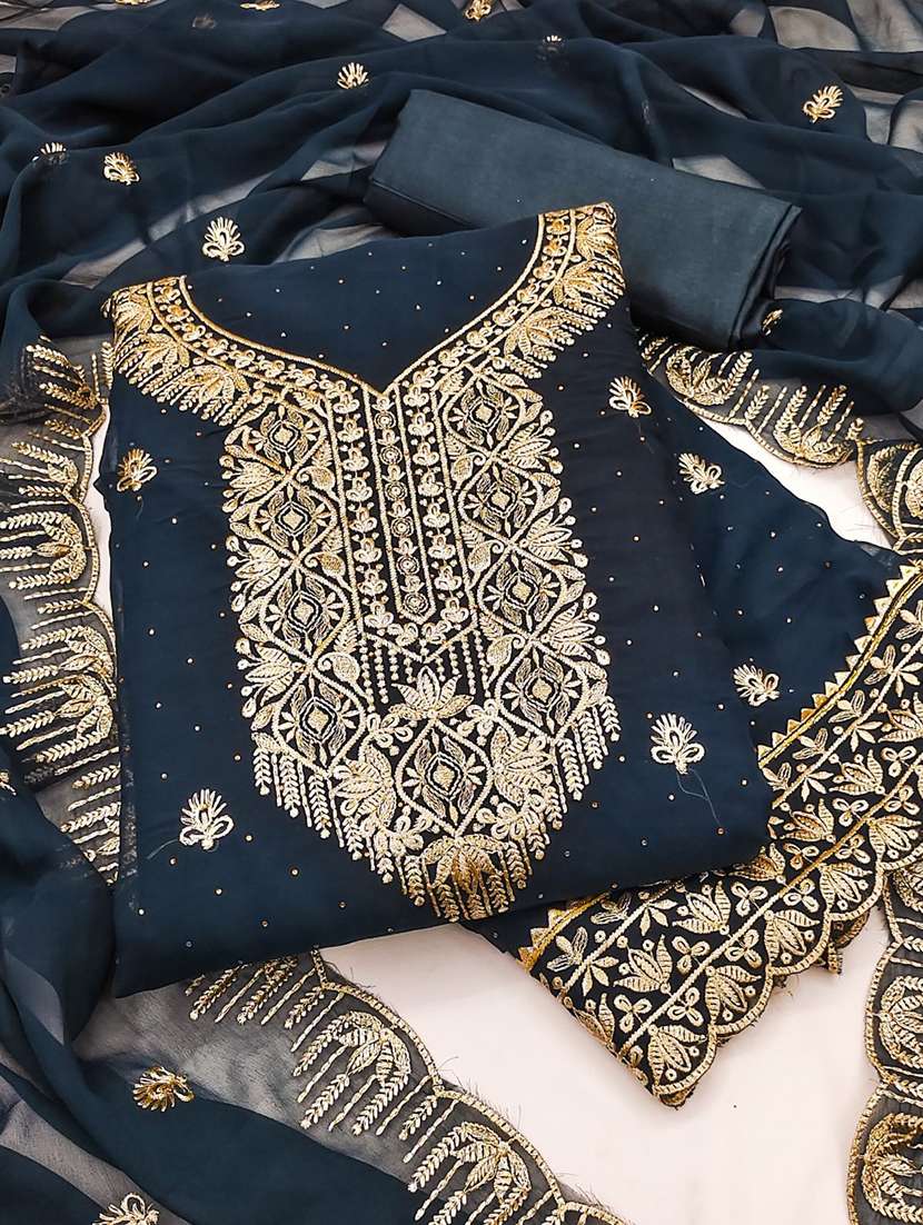 women solid with work embroidered unstitched suit set - 22022511 -  Standard Image - 2