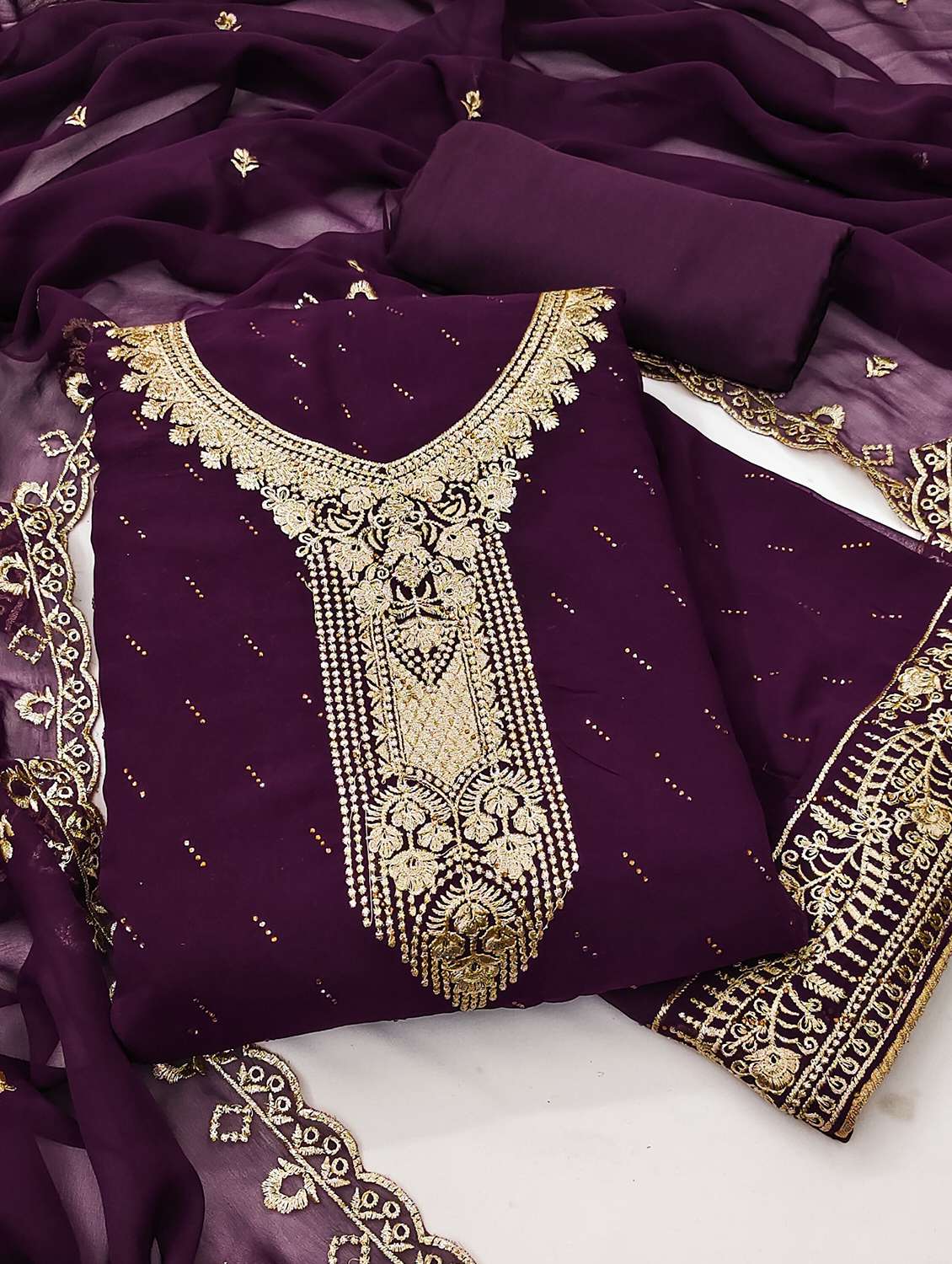 women solid with work embroidered unstitched suit set - 22022531 -  Standard Image - 2