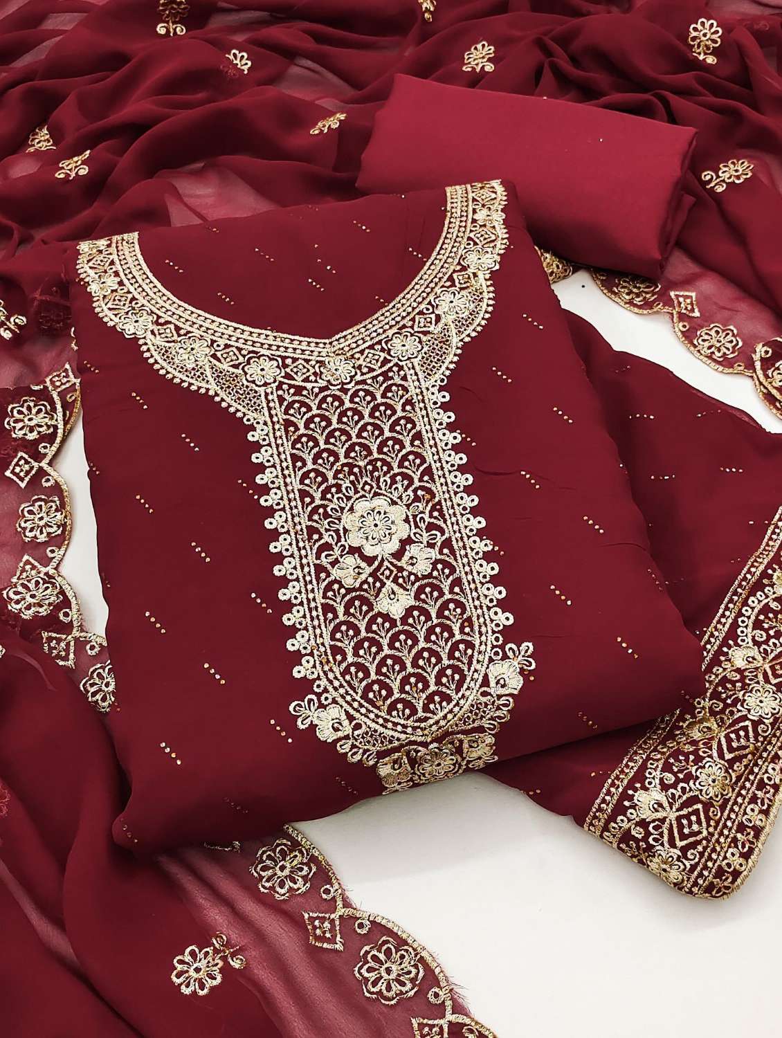 women solid with work embroidered unstitched suit set - 22022533 -  Standard Image - 2