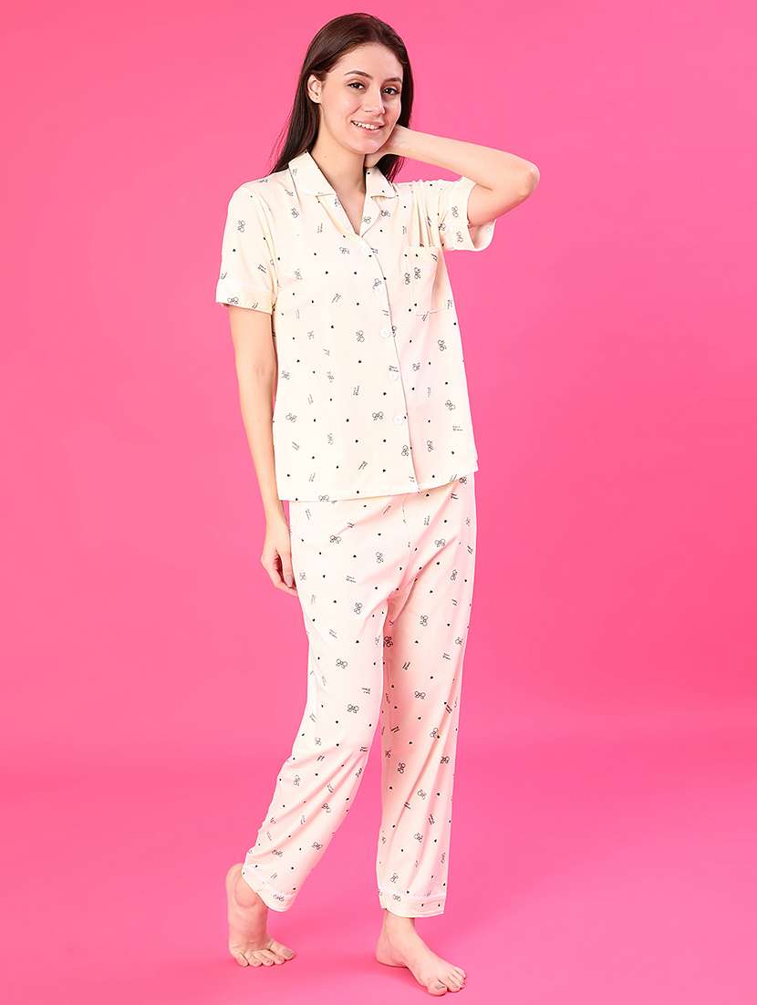 women printed short sleeve pyjama set nightwear - 22022689 -  Standard Image - 2