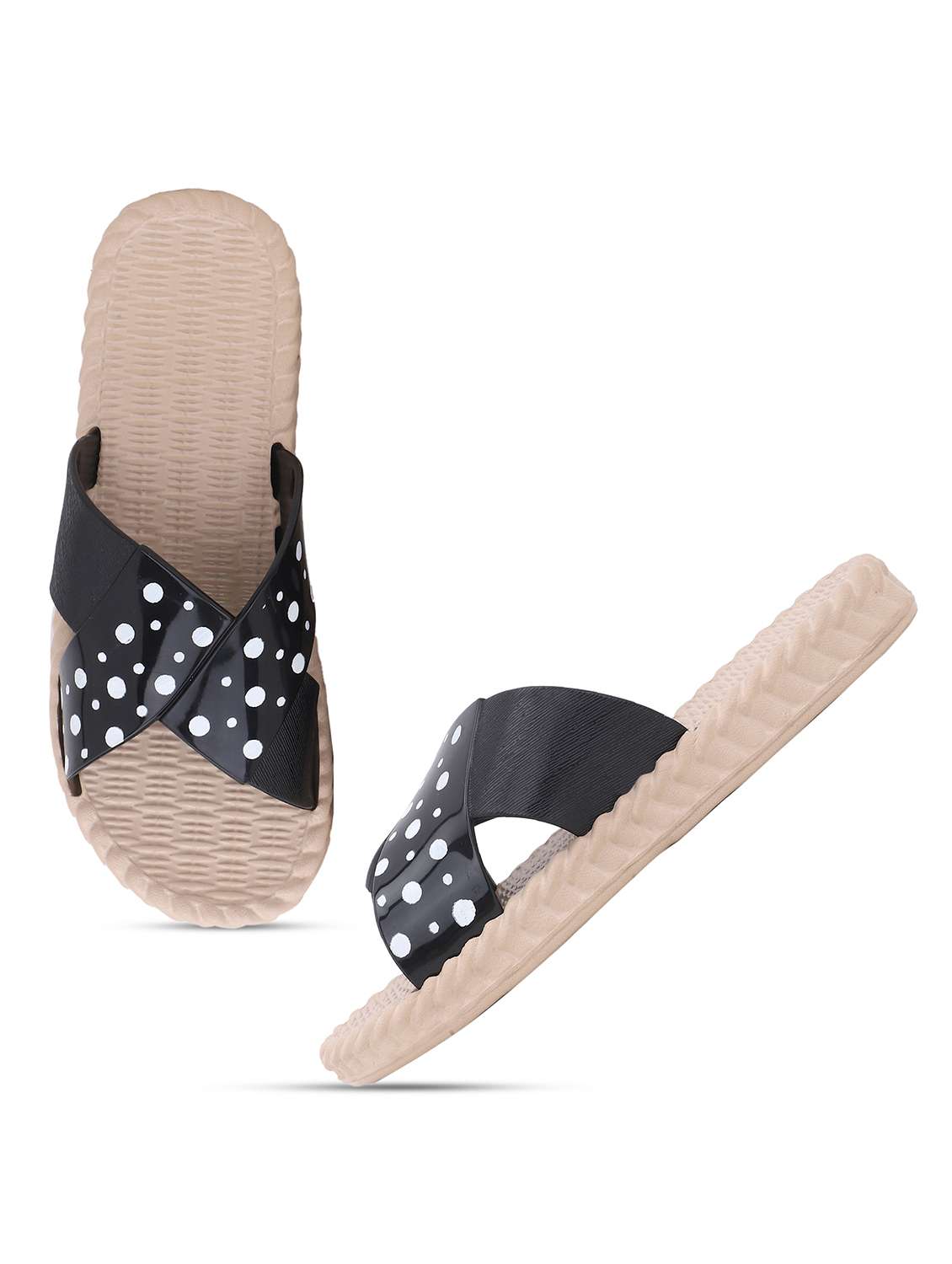 women black polka doted slides  - 22023436 -  Standard Image - 2