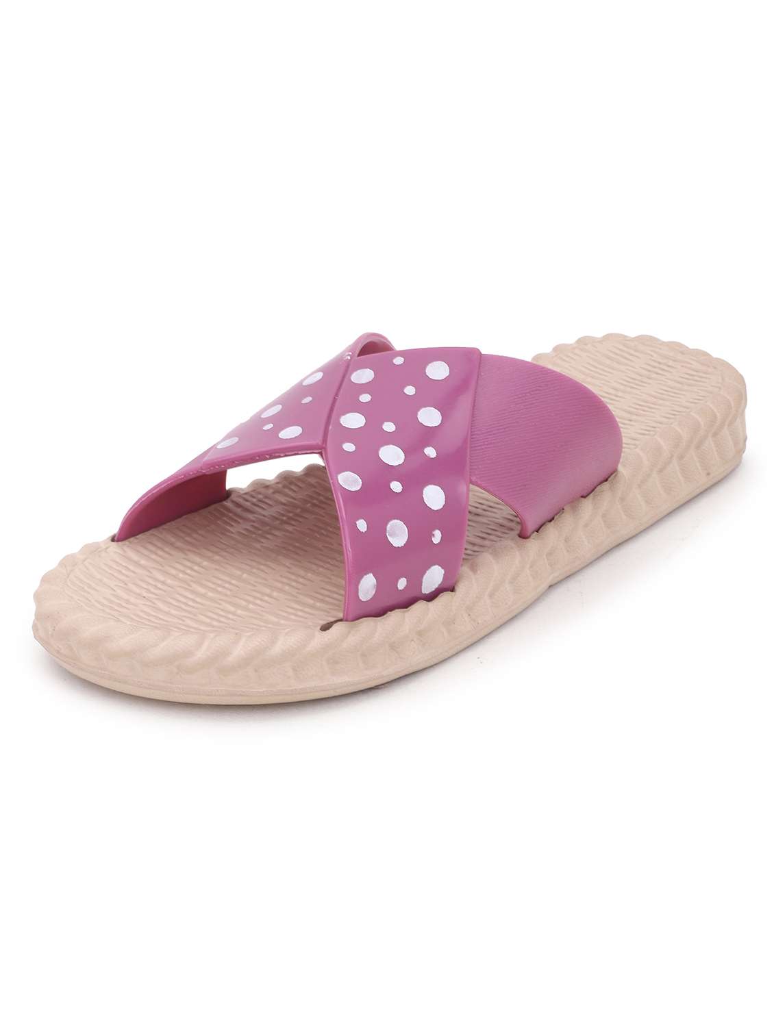 women purple polka doted slides  - 22023438 -  Standard Image - 2