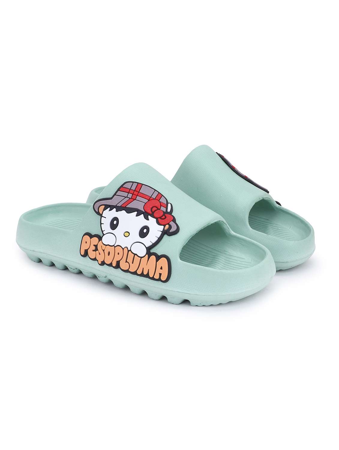 green solid slides flats for women - 22023439 - Standard Image - 2