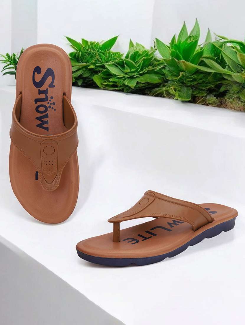 men brown slip on flip flop