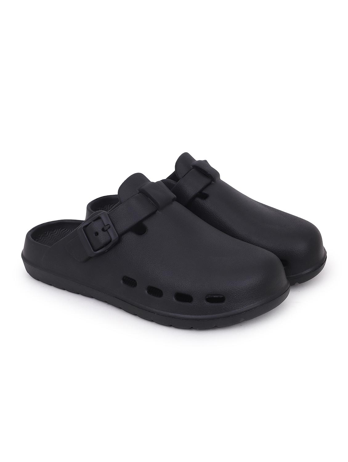 black solid slip-on clogs for men - 22023991 - Standard Image - 2