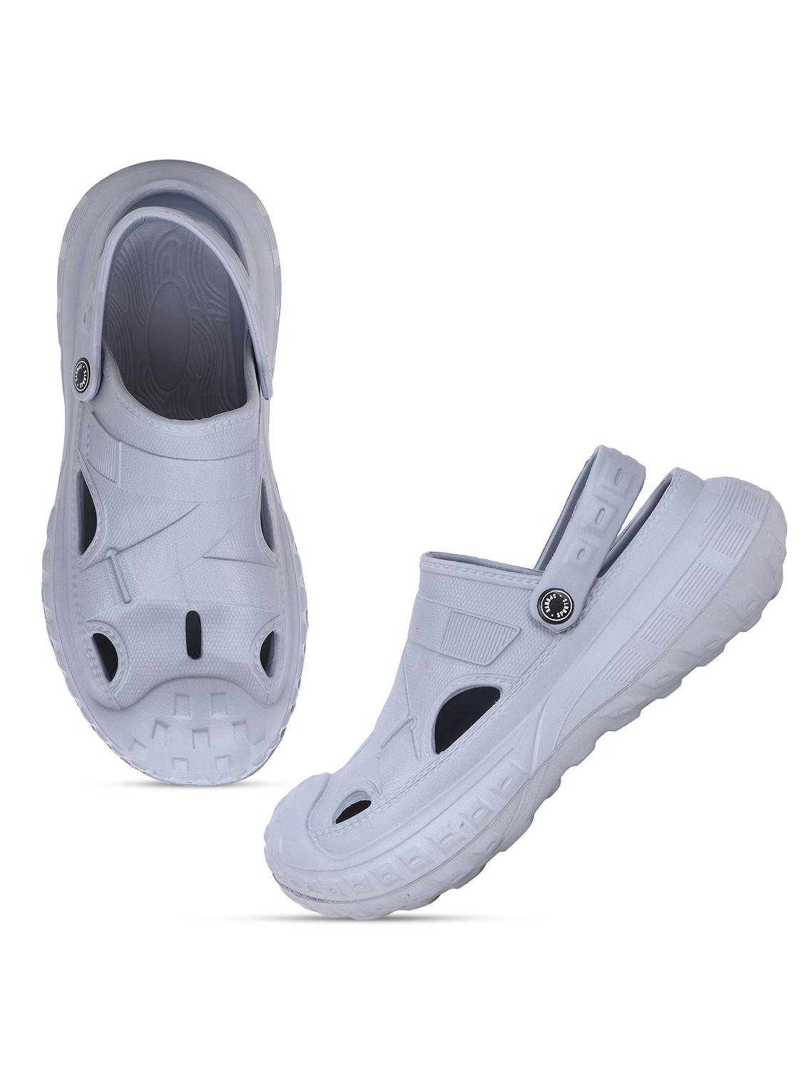 grey solid slip-on clogs for men - 22023995 - Standard Image - 2