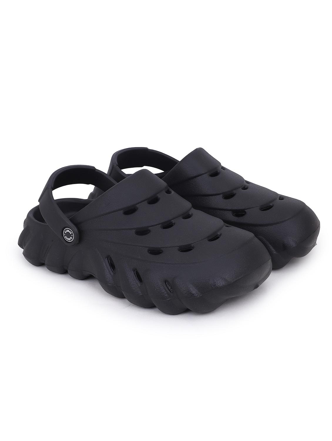 men's solid black casual slip-on clogs - 22023997 - Standard Image - 2