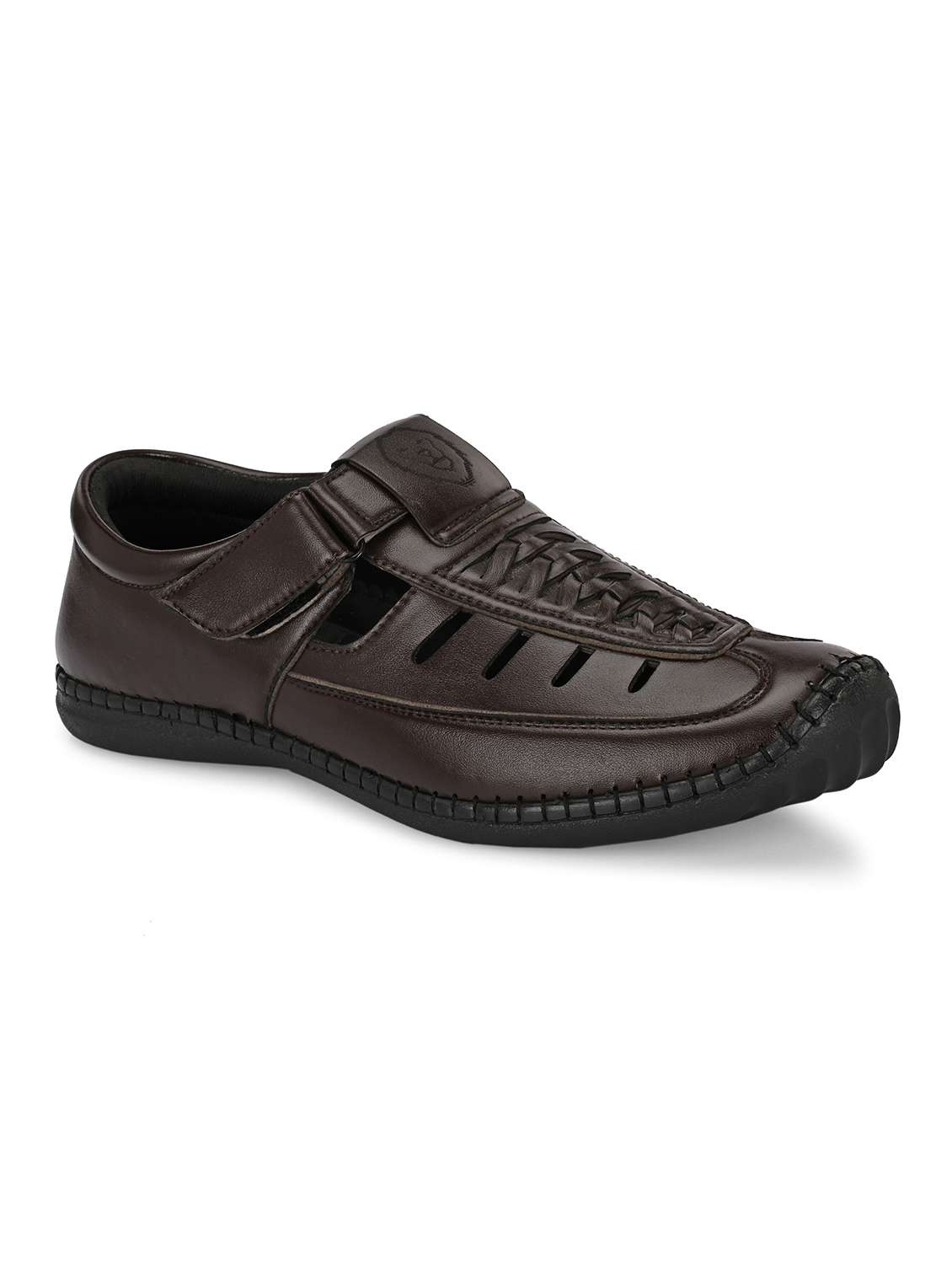 men solid brown slip on sandal - 22024661 - Standard Image - 2