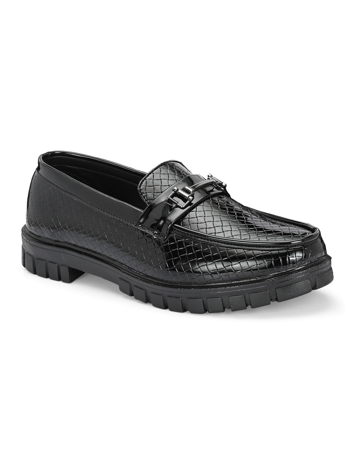 men solid black slip on horsebit loafer - 22024667 - Standard Image - 2