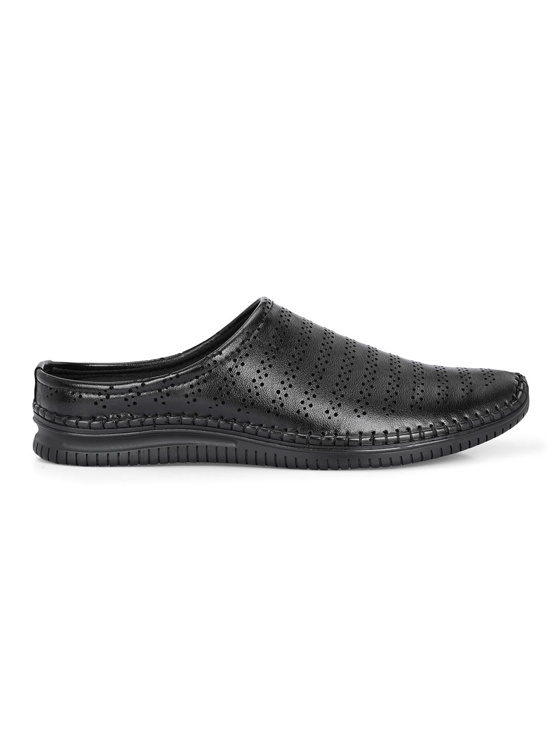 men solid black slip on mule - 22024669 - Standard Image - 2