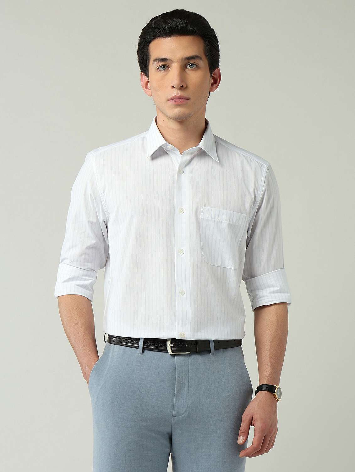 men striped long sleeve regular fit formal shirt - 22024846 -  Standard Image - 2