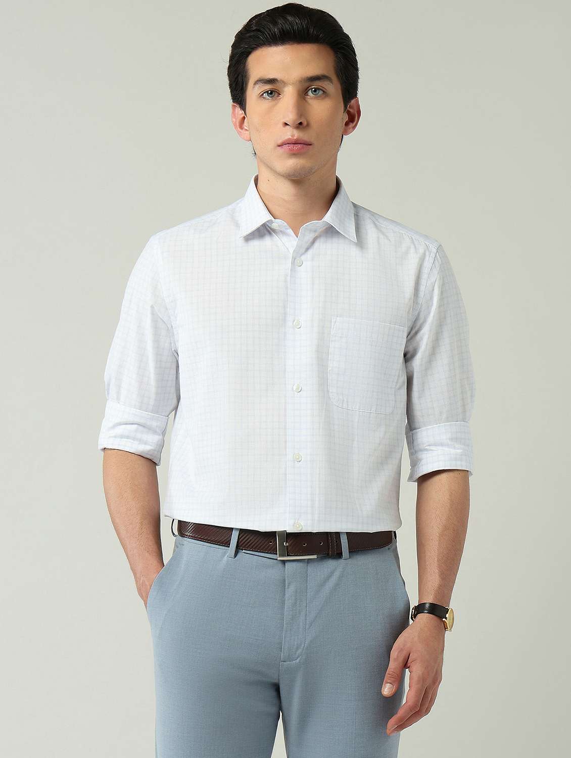 men checkered long sleeve regular fit formal shirt - 22024847 -  Standard Image - 2