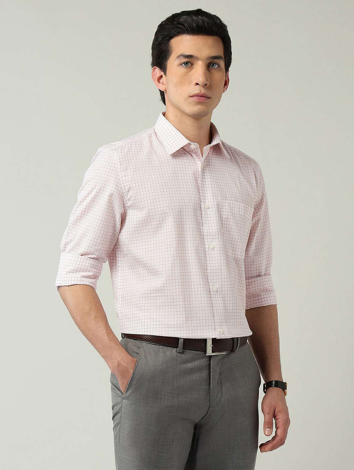 men checkered long sleeve regular fit formal shirt - 22024850 -  Standard Image - 2