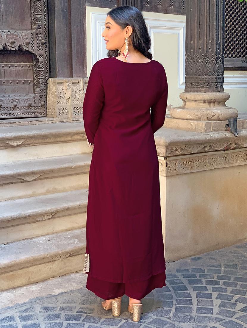 women embroidered three quarter sleeve kurta pant with dupatta set - 22024859 - Standard Image - 2