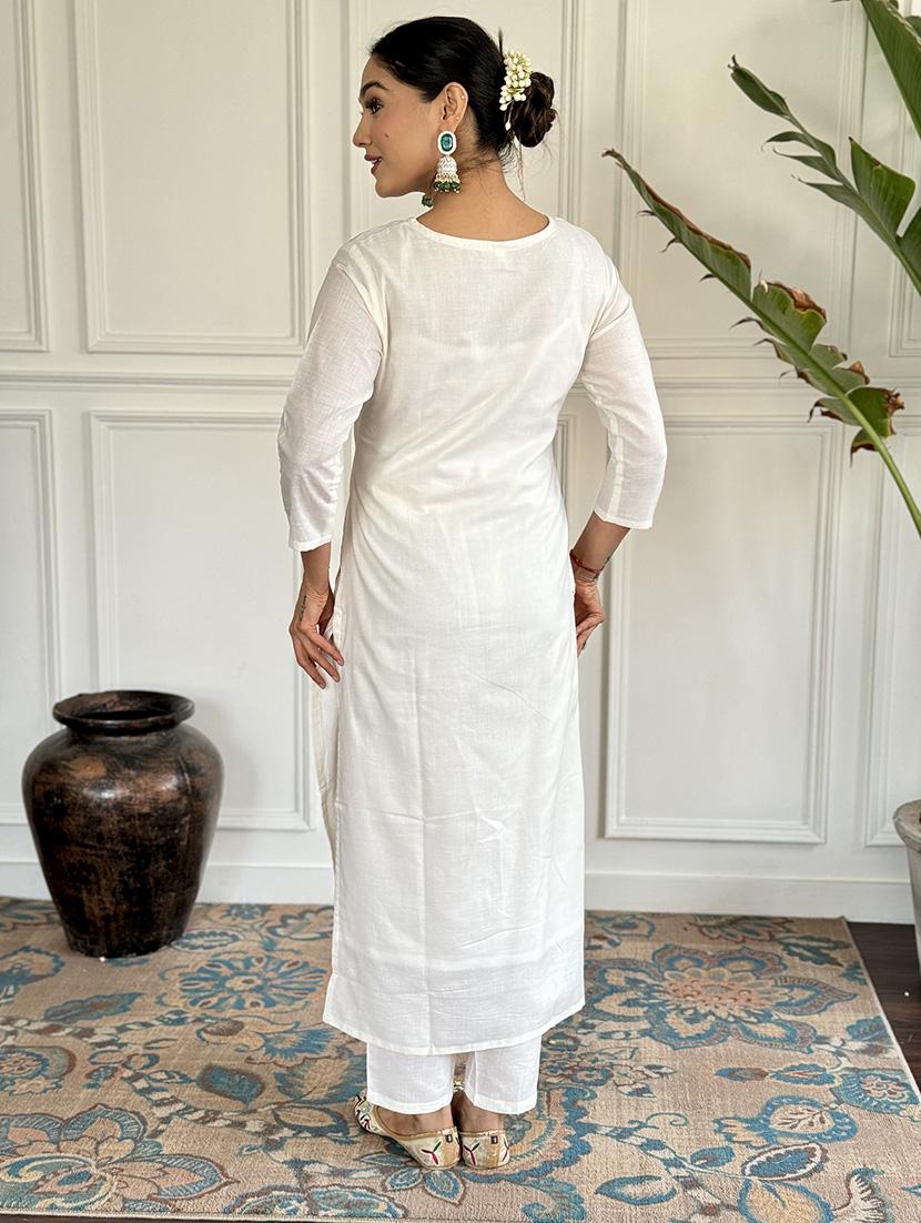 women embroidered three quarter sleeve kurta pant with dupatta set - 22024864 - Standard Image - 2