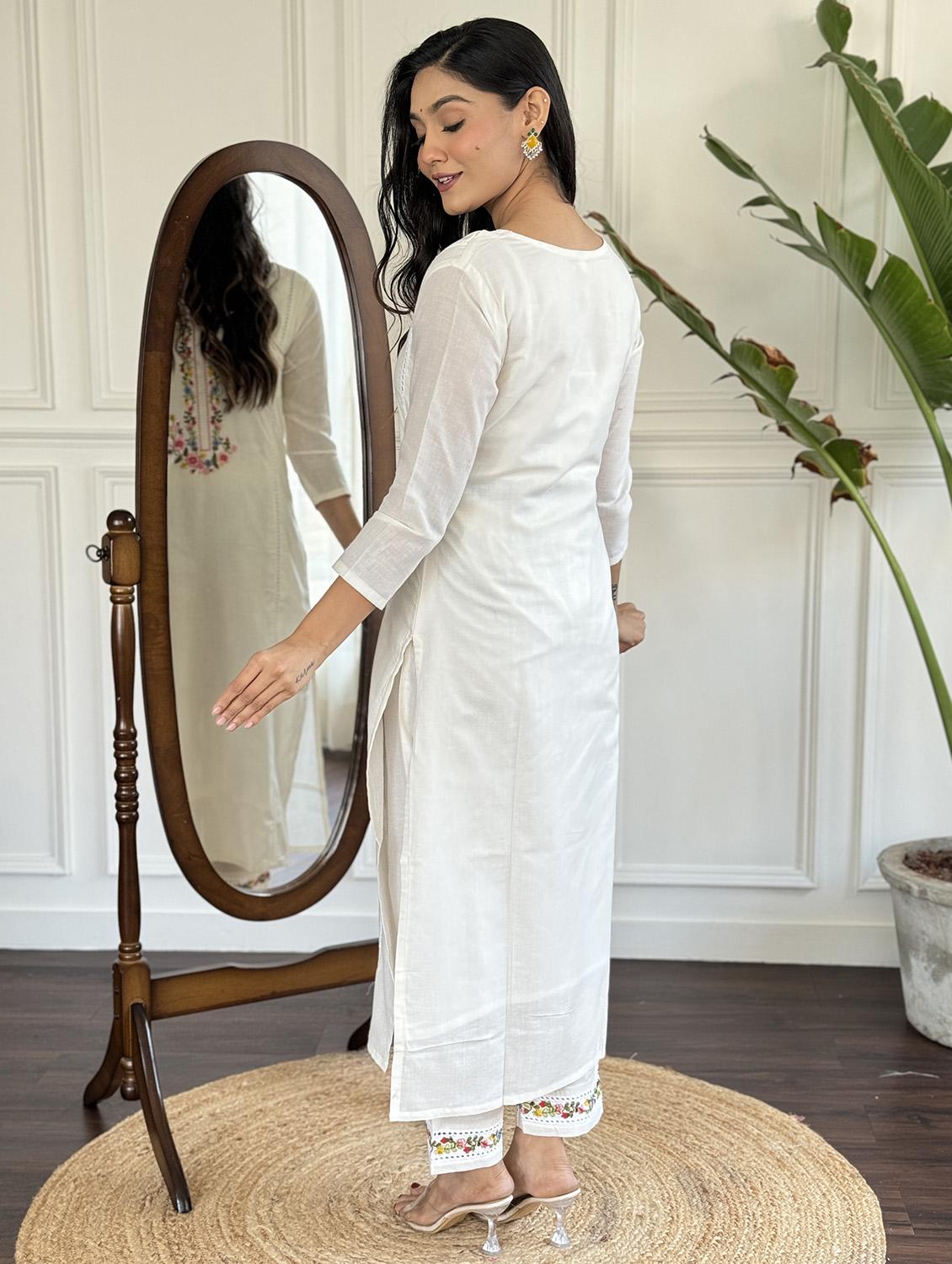 women embroidered three quarter sleeve kurta pant with dupatta set - 22024870 - Standard Image - 2