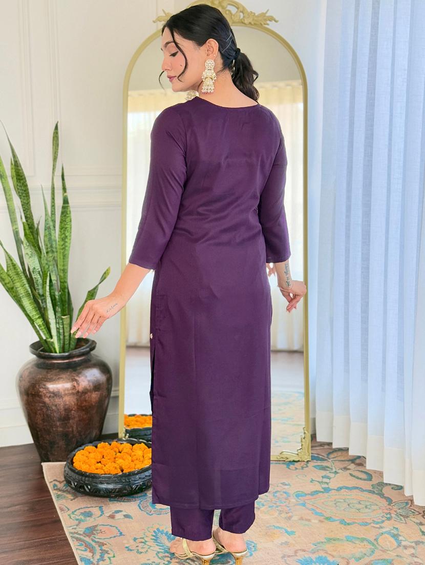 women embroidered three quarter sleeve kurta pant with dupatta set - 22024876 - Standard Image - 2